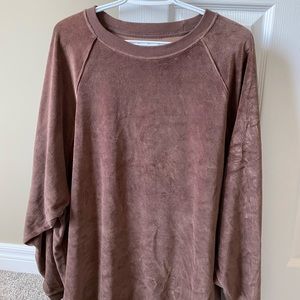 chocolate brown velour crewneck